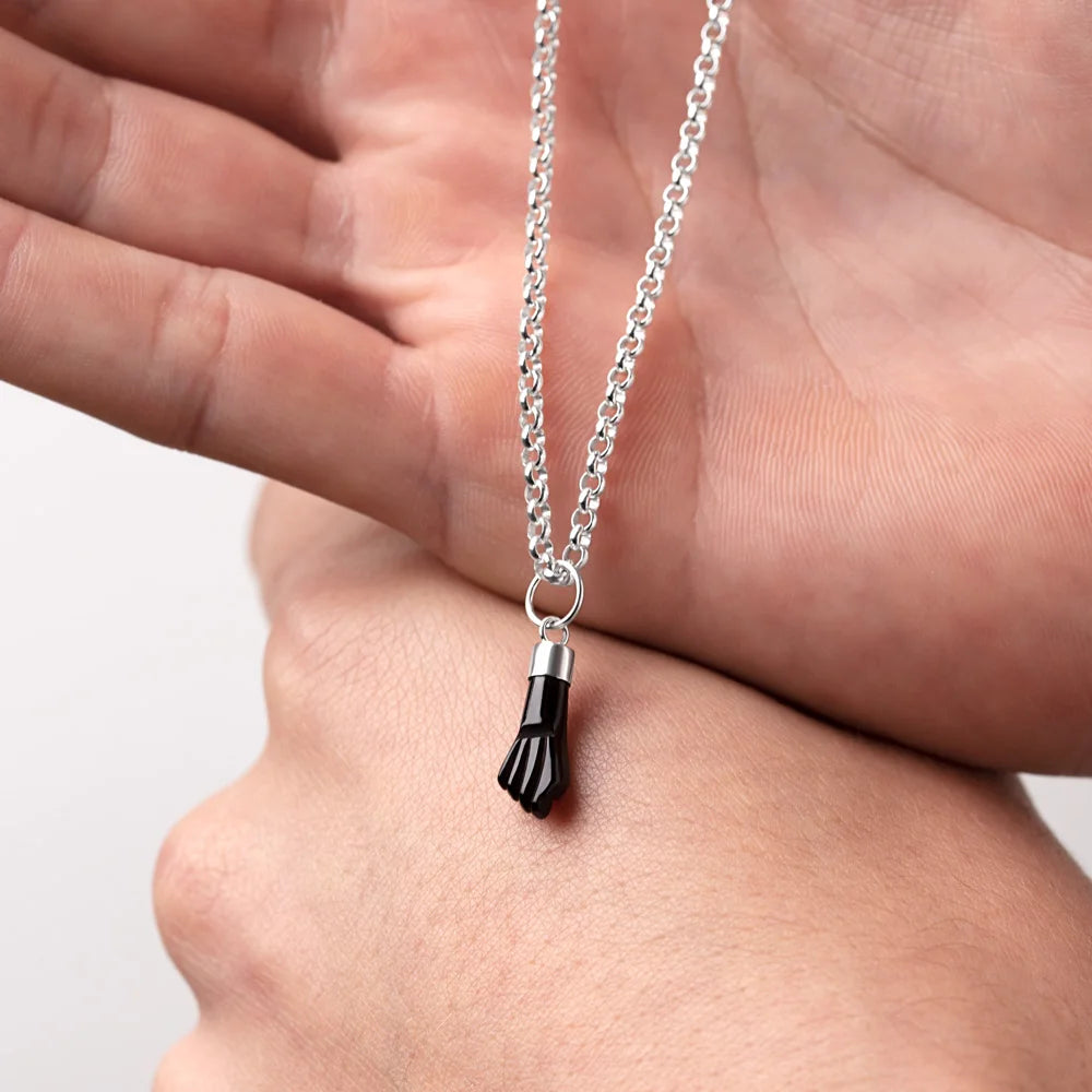 Avancy - natural jet fig cuff pendant in 925 mm sterling silver