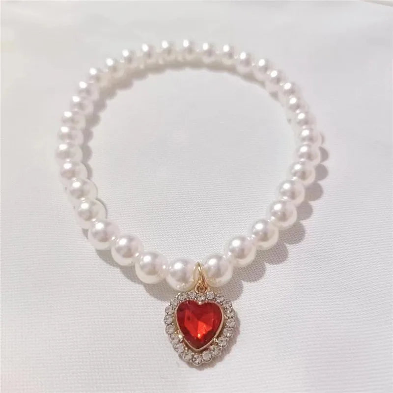 Collar Perlas y Corazón